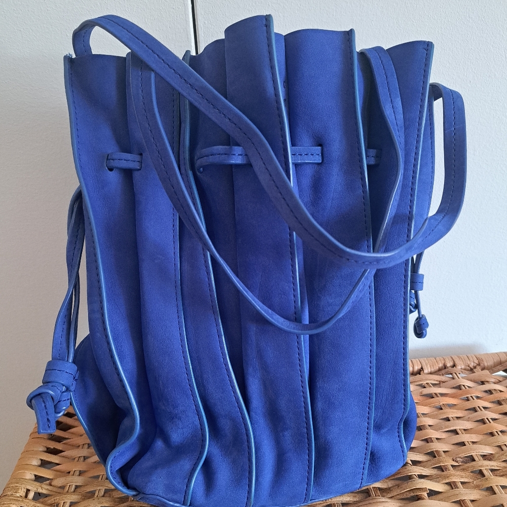 & Other Stories Suede Bucket Bag Blue
